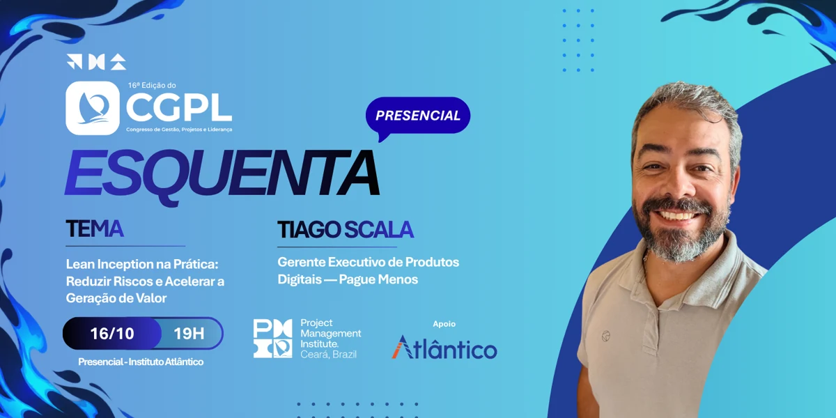Capa do evento Esquenta 16º CGPL — Lean Inception na Prática