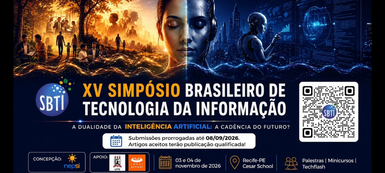Capa do evento XV Simpósio Brasileiro de Tecnologia da Informação — SBTI 2026